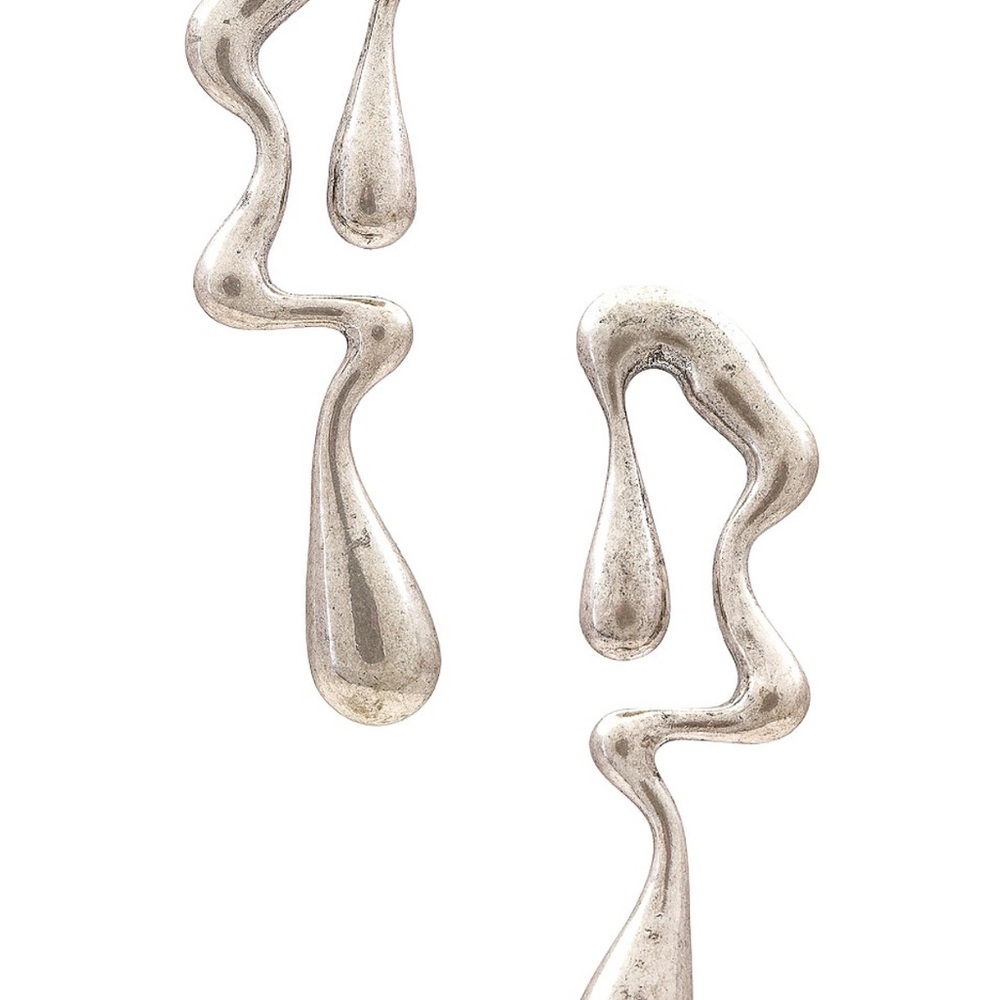 Silver Abstract Drop Earrings